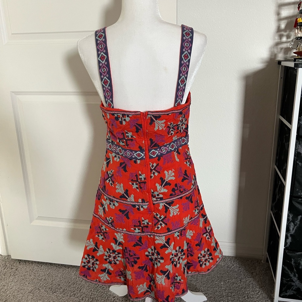 Rare! NWOT Anthropologie Dark Orange Embroidered Dress 8 - Picture 9 of 12